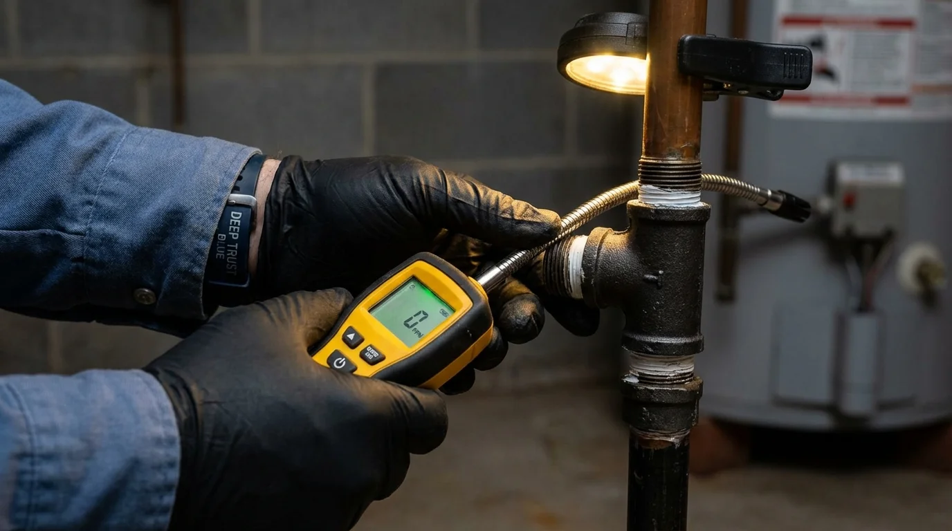 Gas leak detection with electronic sniffer by Johns Plumbing LLC in Fritch